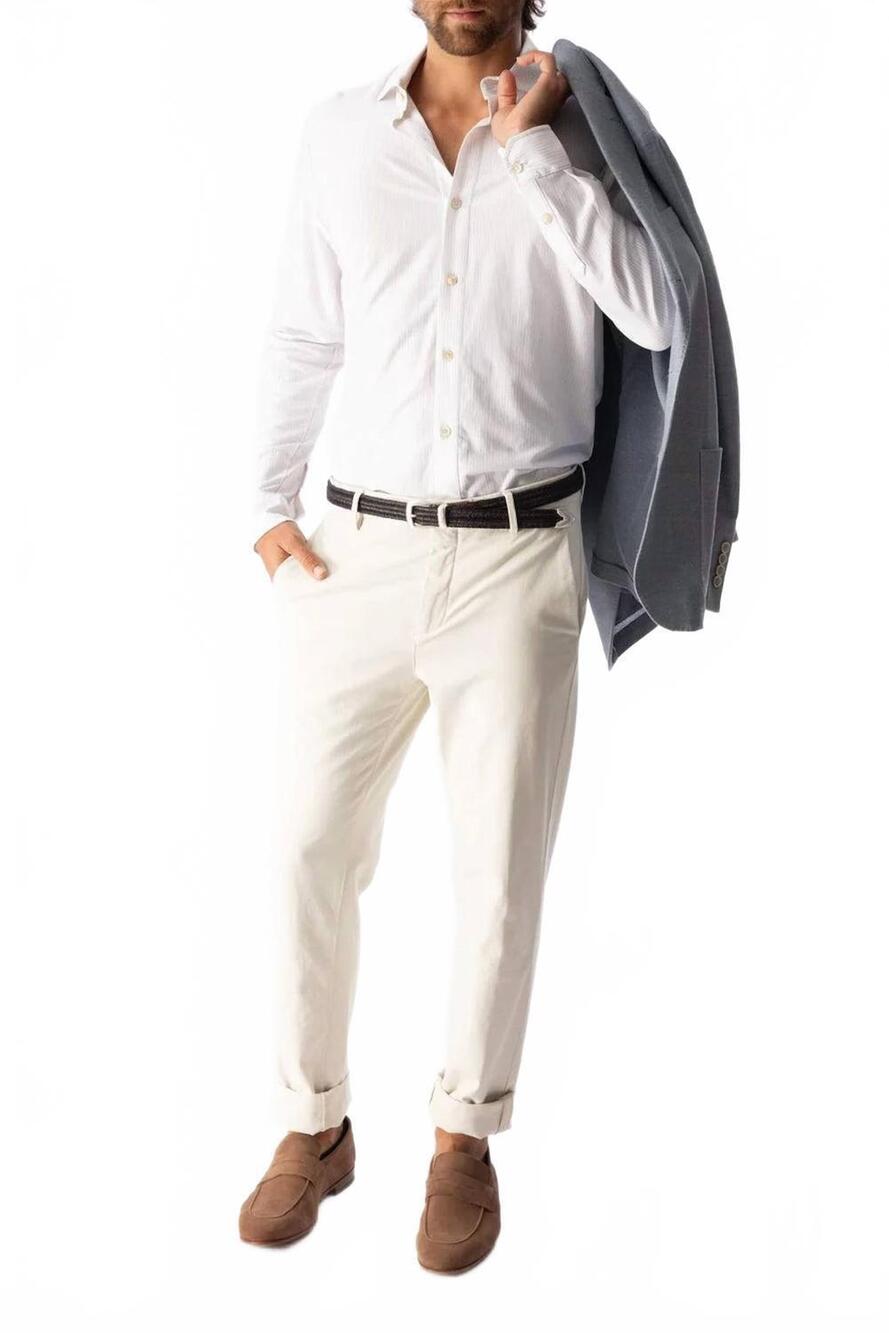 NEW ELEVENTY cuffed trouser pants in porcelain